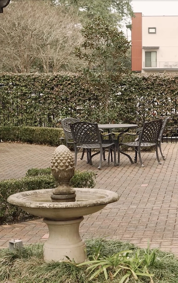One of the outdoor courtyards at St. Margaret's in New Orleans.